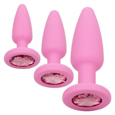 Набор из 3 розовых анальных пробок Crystal Booty Kit от California Exotic Novelties
