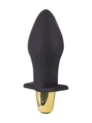 Черная силиконовая анальная пробка с вибрацией - 10,5 см. от Свободный ассортимент