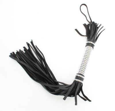Черная плеть с серебристой ручкой - 44 см. от БДСМ Арсенал