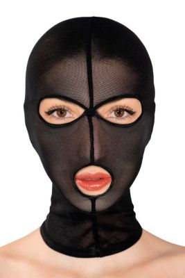 Черная сетчатая маска на голову с отверстиями для глаз и рта от Fetish Tentation