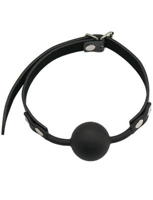Черный силиконовый кляп-шарик с фиксацией от Eroticon
