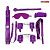 Большой набор БДСМ в фиолетовом цвете: маска, кляп, плётка, ошейник, наручники, оковы, верёвка от Bior toys