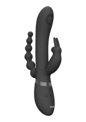 Черный анально-вагинальный вибромассажер Rini - 22,3 см. от Shots Media BV