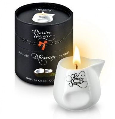 Массажная свеча с ароматом кокоса Bougie de Massage Gourmande Coco - 80 мл. от Plaisir Secret