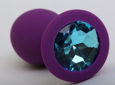 Фиолетовая силиконовая пробка с голубым стразом - 9,5 см. от 4sexdreaM