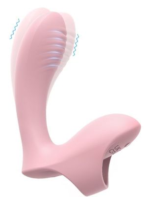 Нежно-розовый вибромассажер с петелькой на палец от S-HANDE