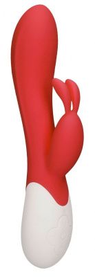 Красный вибратор-кролик Flame с функцией нагрева - 20 см. от Shots Media BV