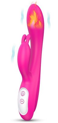 Розовый вибратор-кролик с функцией нагрева - 21,8 см. от S-HANDE