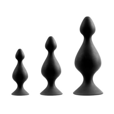 Набор из 3 чёрных анальных силиконовых втулок MENZSTUFF 3-PIECE ANAL PAWN SET от Dream Toys
