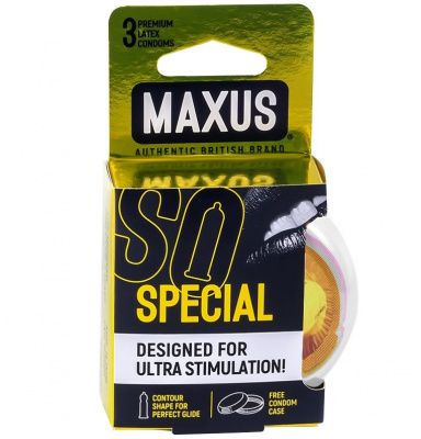 Презервативы с точками и рёбрами в пластиковом кейсе MAXUS Special - 3 шт. от Maxus