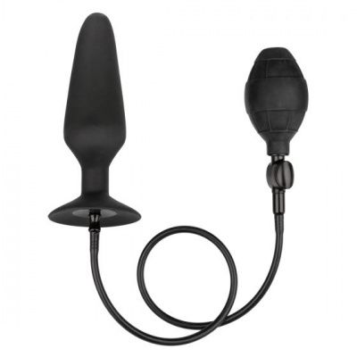 Черная расширяющаяся анальная пробка XL Silicone Inflatable Plug - 16 см. от California Exotic Novelties