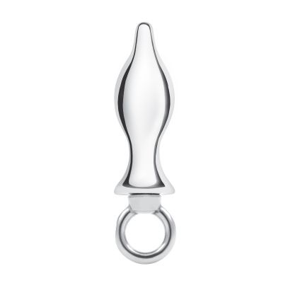 Металлический плаг с кольцом Stainless Steel Metal Tapered Butt Plug With Loop Hardware - 10 см. от BlueLine
