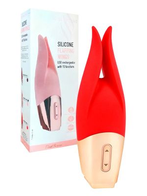 Красный мини-вибратор с раздвоенным кончиком - 12,3 см. от Erokay