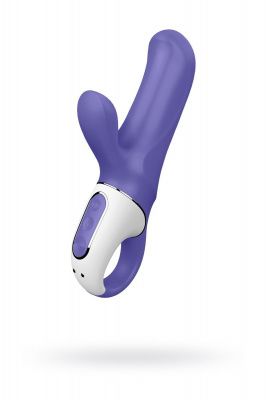 Фиолетовый вибратор Magic Bunny с клиторальным отростком - 17,6 см. от Satisfyer