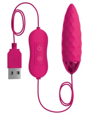 Розовая, рельефная, работающая от USB вибропуля Fun от Pipedream