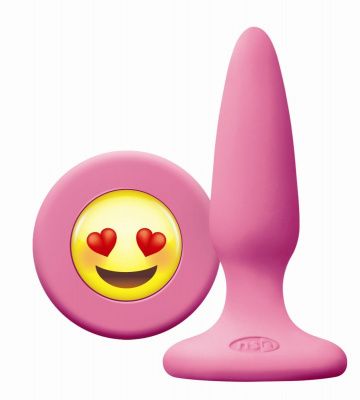 Розовая силиконовая пробка Emoji Face ILY - 8,6 см. от NS Novelties