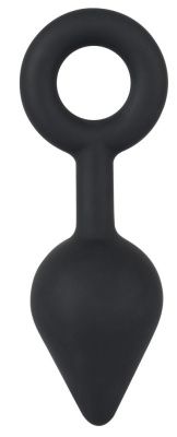 Чёрная анальная втулка с кольцом - 14 см. от Orion