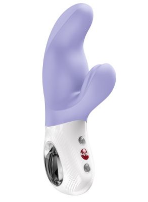 Сиреневый вибратор с клиторальным стимулятором Miss Bi - 17 см. от Fun Factory