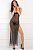 Прозрачное длинное платье с открытым лифом и разрезами по бокам от Rene Rofe