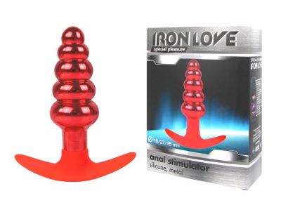 Красная анальная втулка в виде ёлочки - 10,9 см. от Bior toys