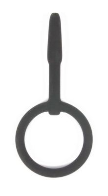 Черный уретральный силиконовый плаг с колечком-ограничителем - 4,5 см. от Bior toys