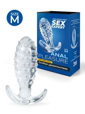 Прозрачная анальная пробка с шишечками - 8 см. от Sex Expert