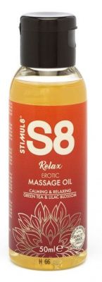 Массажное масло S8 Massage Oil Relax с ароматом зеленого чая и сирени - 50 мл. от Stimul8