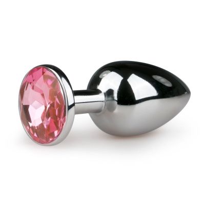 Серебристая анальная пробка с розовым кристаллом Metal Butt Plug - 7,2 см. от EDC