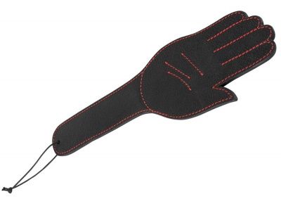 Чёрная шлёпалка Slapper Hand в виде ладошки с контрастной строчкой - 30 см. от Orion