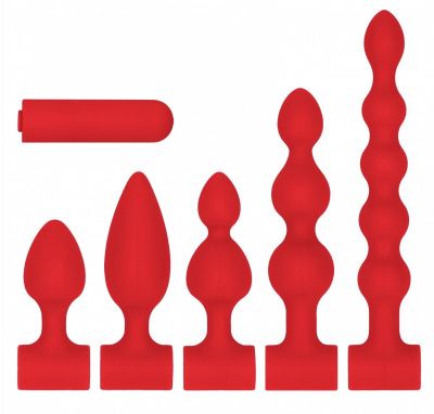Красный анальный вибронабор USB-Rechargeable Anal Set от Shots Media BV