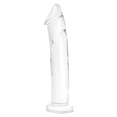 Большой стеклянный стимулятор 12’’ Glass Dildo With Veins   Flat Base - 28 см. от Glas