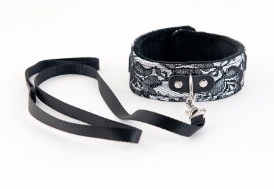 Серебристый кружевной ошейник  от ToyFa