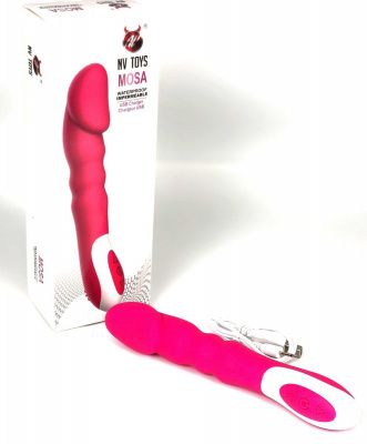 Ярко-розовый вибратор Mosa - 20 см. от NV Toys