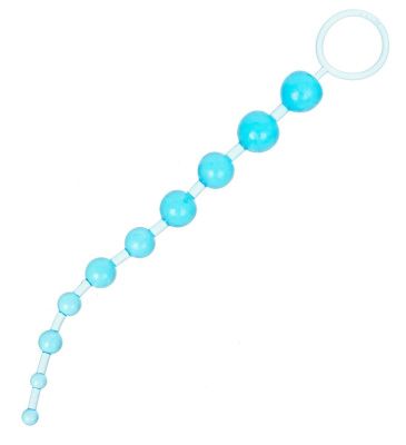 Голубая анальная цепочка с кольцом - 30 см. от OYO