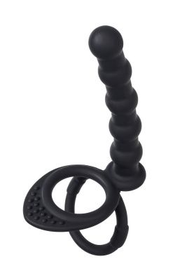 Черная насадка на пенис для двойного проникновения - 19,5 см. от ToyFa
