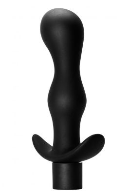 Черная фигурная анальная пробка с вибрацией Passion - 14 см. от Lola toys