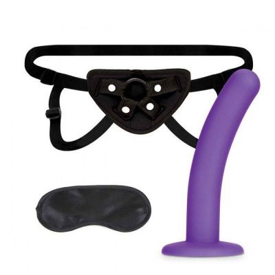 Фиолетовый поясной фаллоимитатор Strap on Harness   5in Dildo Set - 12,25 см. от Lux Fetish