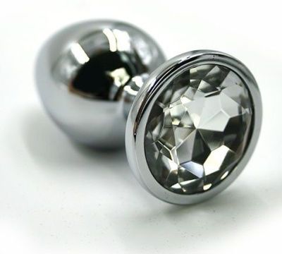 Серебристая алюминиевая пробка с прозрачным кристаллом - 8,4 см. от Kanikule