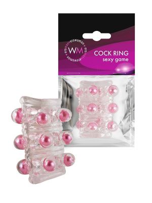 Прозрачная сквозная насадка на пенис с цветными шариками от Erowoman-Eroman