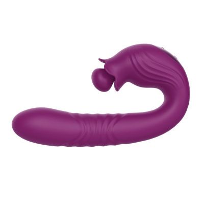 Фиолетовый вибратор Selove Campanula с вращающимся стимулятором клитора - 18,2 см. от Selove