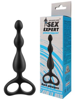 Чёрная анальная цепочка Sex Expert - 12,5 см. от Bior toys