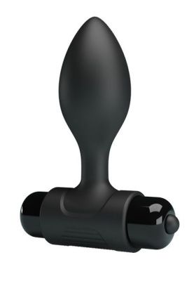 Черная анальная пробка с мощной вибрацией Vibra - 8,6 см. от Baile