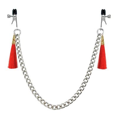 Зажимы на соски с красными кистями Tassel Nipple Clamp With Chain от Lovetoy