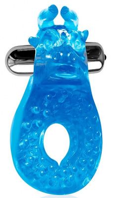 Голубое эрекционное виброкольцо с шипиками от Bior toys