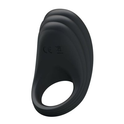 Чёрное перезаряжаемое эрекционное кольцо с вибрацией от Baile