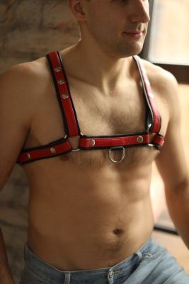 Черно-красная мужская портупея Black-Red от БДСМ Арсенал