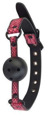 Черно-розовый кляп-шарик с отверстиями BALL GAG от Dream Toys