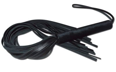 Чёрная кожаная плеть с жесткой ручкой - 63 см. от Sitabella