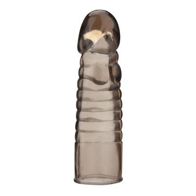 Дымчатая насадка-удлинитель Ribbed Realistic Penis Enhancing Sleeve Extension - 15,2 см. от BlueLine