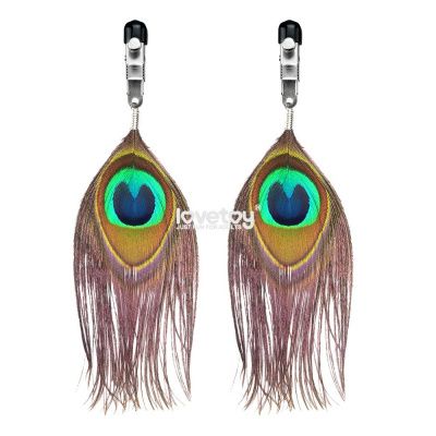 Зажимы на соски с павлиньими перьями Nipple Clamp With Peacock Feather Trim от Lovetoy